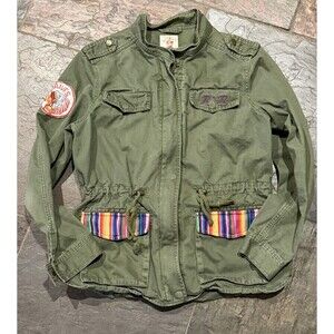 Rodeo Royalty  Zip Field Utility Jacket  Green Pockets Drawstring Waist Large